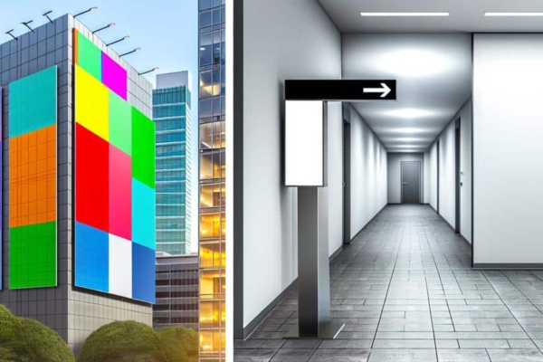 comparison of outdoor and indoor signage