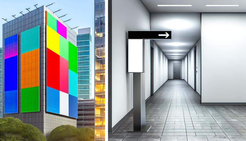 comparison of outdoor and indoor signage