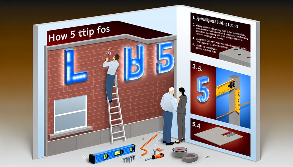 lighted building letters installation